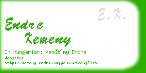 endre kemeny business card